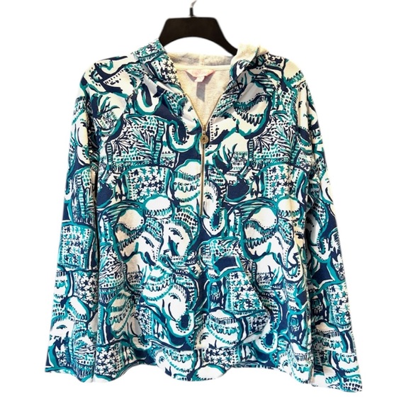 NWOT Lilly Pulitzer Teal White Keep on Truckin Popover Jacket SZ M - Picture 10 of 10